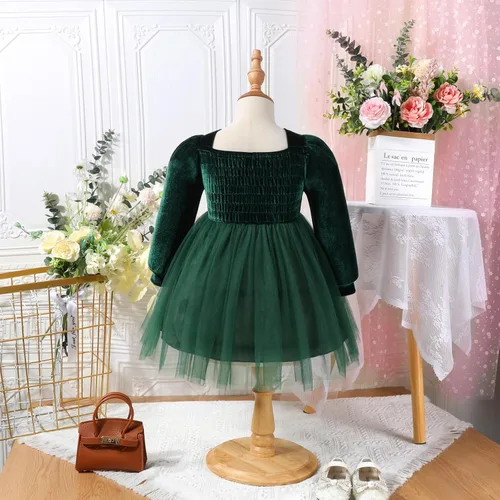 Miniatura 33 de IDOPIP Vestido tutú de terciopelo para niñas pequeñas, vestido de manga larga para princesa, Navidad, cumpleaños, fiesta, boda, vestidos de otoño e