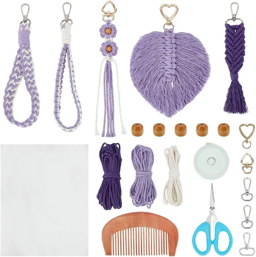 Miniatura 11 de INFUNLY Juego de 4 llaveros de macramé con forma de corazón, mini llaveros de macramé estilo bohemio para bolsas de macramé, colgantes de corazón