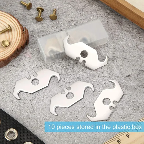 Miniatura 2 de Mudder Cuchillas de gancho de utilidad Cuchillas de afeitar de gancho de acero para techos y alfombras con caja de plástico(30)