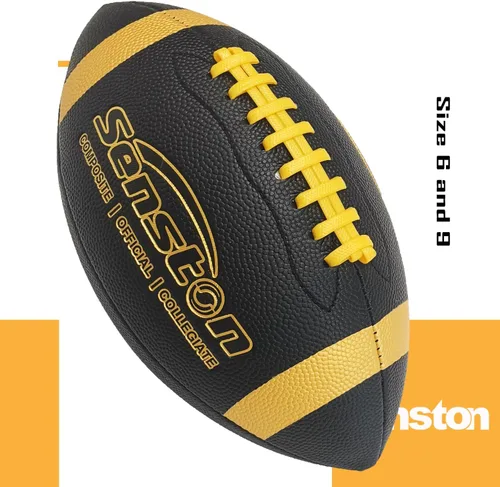 Miniatura 3 de Senston Fútbol Tamaño 9/6 – Premium Composite Cuero Escuela Secundaria/Niños/Jóvenes Fútbol con Bomba Tamaño Pelota de Pie con Bomba