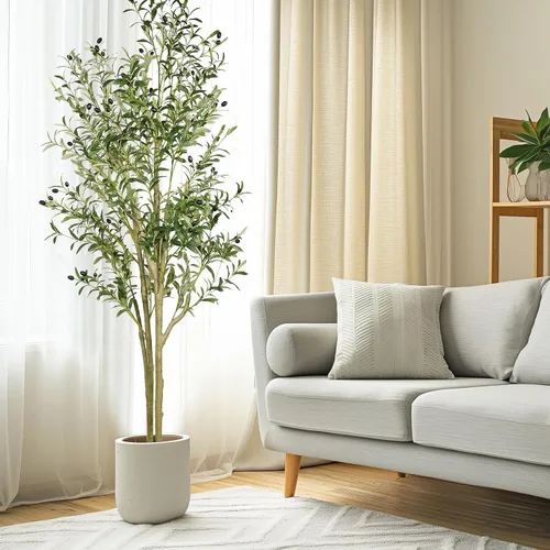 Miniatura 9 de Árbol de higuera artificial de hoja de violín de 5 pies de alto, planta de higuera falsa para interiores, planta de ficus iyrata falsa que incluye