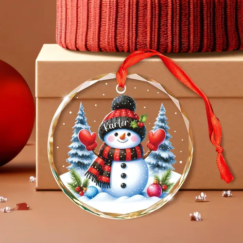 Miniatura 3 de Adorno de cristal de Navidad personalizado con nombre, muñeco de nieve personalizado para árbol de Navidad 2025, nuevo adorno de Navidad para bebé