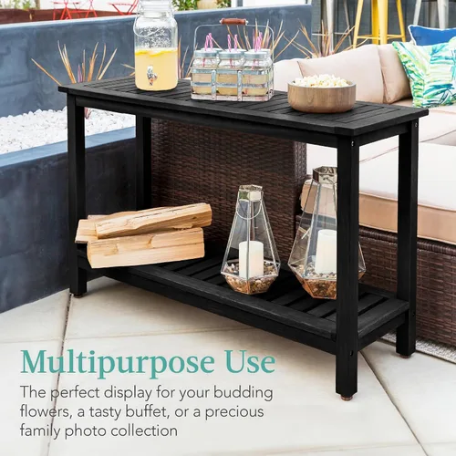 Miniatura 5 de Best Choice Products - Mesa consola de 122 cm con 2 estantes de madera de eucalipto, mesa de aparador de bar multifuncional