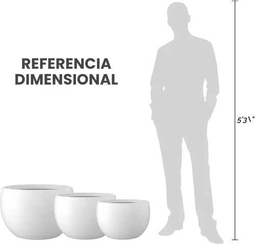 Miniatura 7 de Kante Juego de 3 macetas redondas de hormigón de 19.9 pulgadas, 15.7 pulgadas, 11.8 pulgadas de diámetro, macetas grandes para exteriores e Blanco