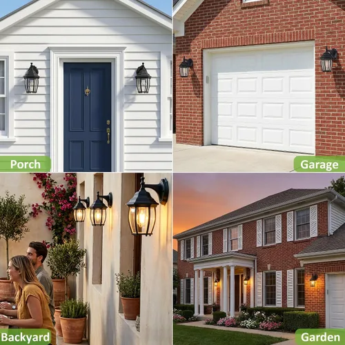 Miniatura 6 de LIT-PaTH Farol de pared para exteriores del atardecer al amanecer, aplique de pared como accesorio de iluminación de porche con base mediana E26