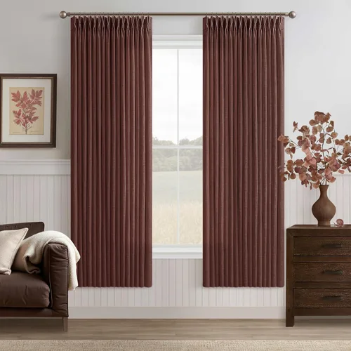 Miniatura 60 de TWODRAPES Cortinas de Lino Plisadas con Pinza Beige Blancas de 54 Pulgadas de Largo 2 Paneles para Comedor Cocina Dormitorio Plisadas Semi