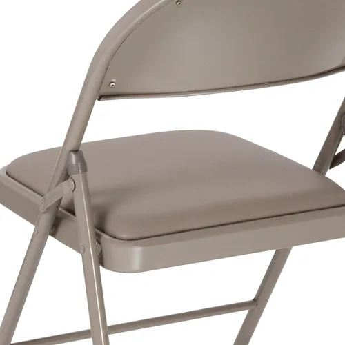 Miniatura 8 de Flash Furniture Silla plegable de vinilo beige con doble refuerzo de la serie HERCULES