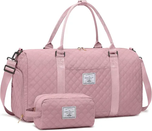 SHOULDCAT Bolsa de lona de gimnasio para mujer, bonita bolsa de viaje para fin de semana, bolsa de lona para la noche, bolsa de hospital para