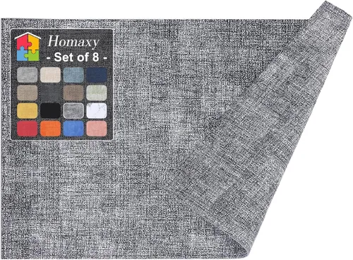 Miniatura 27 de Homaxy - Juego de 6 manteles individuales de piel sintética resistentes al calor para mesa de comedor, impermeables, lavables, limpiables, manteles
