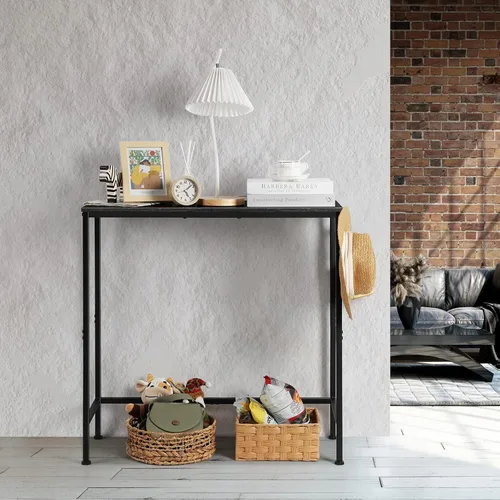 Miniatura 7 de Mesa de consola estrecha y larga para sofá, mesa de entrada, mesa de consola negra para puerta delantera, mesas decorativas delgadas para entrada