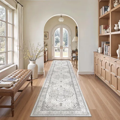 Miniatura 894 de Madane Tapete lavable de 2 x 10 pies para pasillo, cocina, recibidor, clásico, suave, antideslizante para interiores, casa de campo, baño, sala