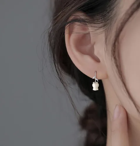 Miniatura 3 de Reffeer Aretes de plata de ley 925 maciza con diseño de flores para mujer