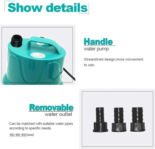 Miniatura 7 de Upettools Bomba de agua sumergible, bomba de agua multifuncional de circulación ultra silenciosa con mango para estanque, acuario, hidroponía
