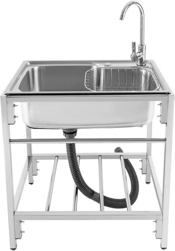 Miniatura 22 de Fregadero de cocina de restaurante comercial independiente de acero inoxidable con soporte, preparación de cocina y lavabo de mano para el hogar