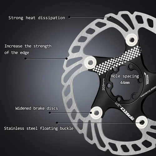 Miniatura 3 de BUCKLOS IIIPRO 140mm 160mm 180mm 203mm Rotor de Freno de Disco de Bicicleta Flotante con 6 Pernos, Rotores de Freno de Disco de Bicicleta de Acero