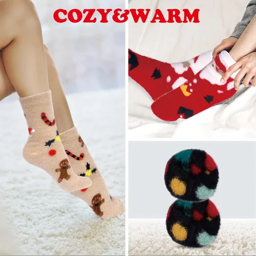 Miniatura 5 de Womens Wool Socks 5 Pairs Warm Wool Cotton Socks Thick Knit Vintage Casual Winter Socks