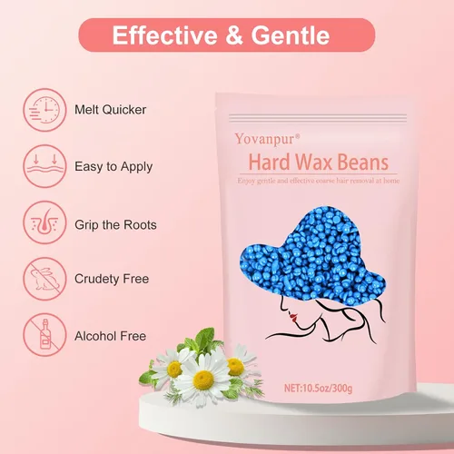 Miniatura 5 de Cuentas de cera dura para depilación, cuentas de cera Yovanpur para piel sensible, granos de cera Har para cabello grueso, cuentas de cera para Azul