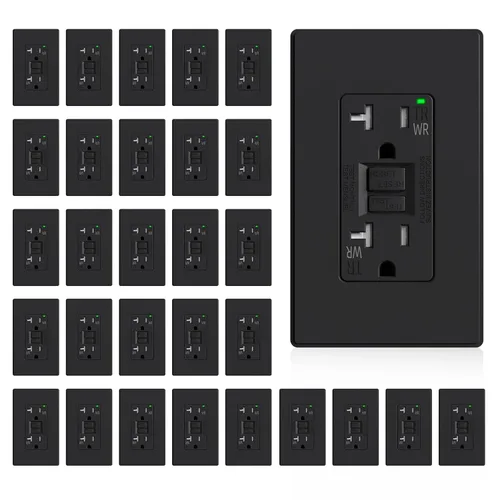Miniatura 20 de ELEGRP Salida GFCI para Exteriores, Receptáculo GFI Eléctrico de Autoprueba de 15 Amperios con Diseño Más Delgado, Receptáculo GFCI Resistente a