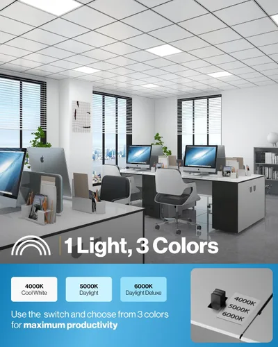Miniatura 2 de Sunco - Paquete de 24 luces LED de panel plano de 2 x 2 para techo caído, accesorio de iluminación de repuesto comercial Trofer, 4400 LM, 40W, CCT