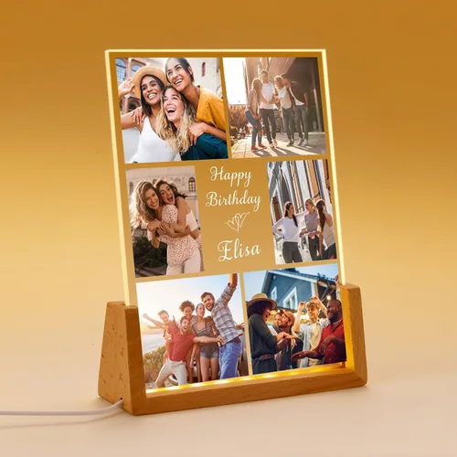Miniatura 14 de Marco de fotos personalizado con foto, placa acrílica personalizada con base de luz nocturna LED, regalos de cumpleaños de aniversario para familia