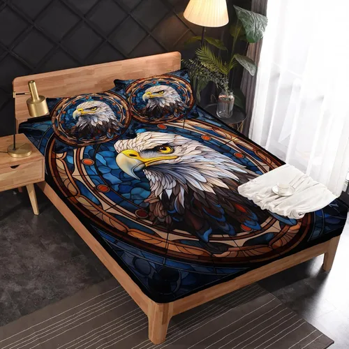 Miniatura 2 de Bald Eagle Sábanas tamaño individual – Sábanas de cama de pájaros, microfibra suave, bolsillo profundo, sábanas y fundas de almohada estampadas sin
