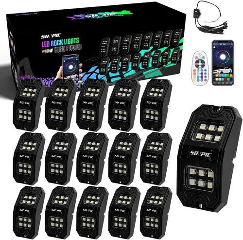 Miniatura 7 de SUNPIE 4 cápsulas de luces RGBW mejoradas de 210 grados de ángulo amplio con modo APP/voz, modo música, control automático, kit de luces de neón
