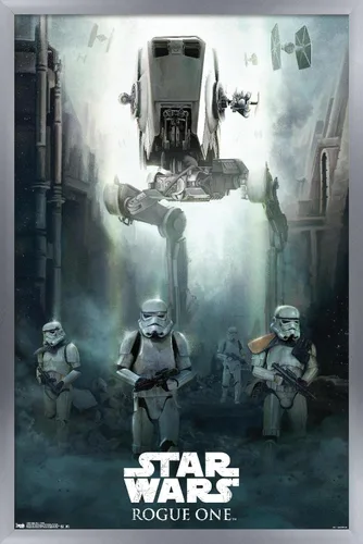 Miniatura 11 de Trends International Star Wars: Rogue One - Póster de pared de asedio, 14.725 x 22.375 pulgadas, versión enmarcada de madera de granero