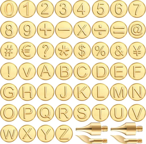 Mixweer 56 piezas de letras y números para quemar madera con sellos de letras y puntas de números, símbolos para quemadores de madera, manualidades,