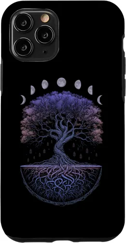 Miniatura 28 de Funda para iPhone 11 Pro Max Yggdrasil nórdico árbol de la vida vikinga fases de la luna
