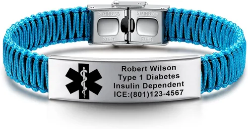 Miniatura 28 de Pulseras de alerta médica para mujeres Pulseras de identificación médica personalizables para hombres, niñas y niños Pulseras médicas trenzadas
