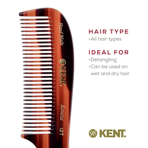 Miniatura 6 de Kent 10T Peine grande desenredante, peine de dientes anchos hecho a mano para cabello rizado, peines desenredantes para cabello húmedo y seco