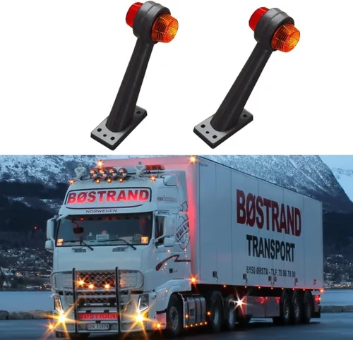 Miniatura 7 de Luces de marcador laterales de remolque, 4 marcadores laterales de goma, luz roja/ámbar, lámpara de contorno de 12 V para camión, caravana, Kenworth