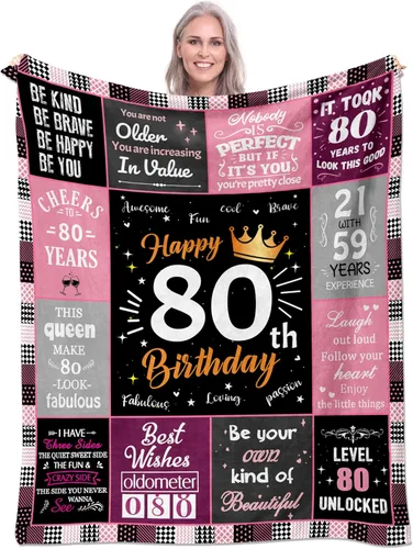 Miniatura 13 de Regalos de cumpleaños número 40 para mujeres, manta de forro polar única de feliz cumpleaños de 50 x 60 pulgadas, regalos divertidos de decoraciones