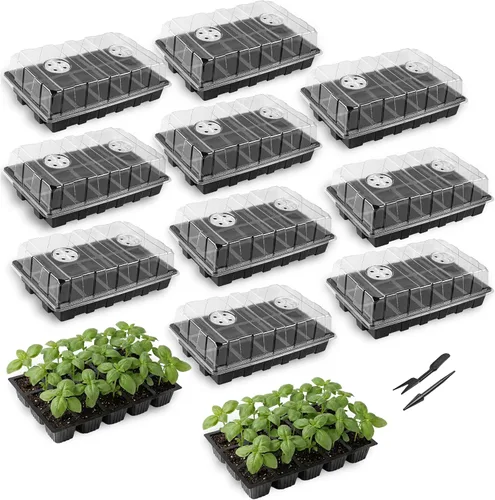 Miniatura 10 de Mr. Pen - Kits de bandejas de inicio de semillas, juego de 5, total de 200 celdas, bandejas duraderas para germinación de plantas con cúpulas