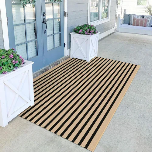 Miniatura 35 de KOZYFLY - Alfombra de algodón a cuadros, 47.2 x 70.8 pulgadas, lana cuadriculada, 4 x 6 pies, lavable y tejida a mano para entrada, cocina, porche