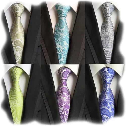 Miniatura 112 de WeiShang Lote de 6 corbatas clásicas de seda para hombre, corbatas tejidas jacquard