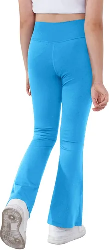 Miniatura 41 de Pantalones de yoga para niñas, cintura cruzada, pierna ancha, pantalones acampanados de entrenamiento de cintura alta