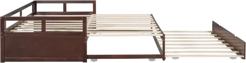 Miniatura 9 de Flieks Sofá cama espresso con cama nido, diseño individual a King, cama extensible de 78.2 pulgadas de largo x 79 pulgadas de ancho, no necesita