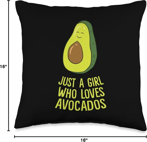 Miniatura 4 de Lindos regalos de aguacate para los amantes del aguacate Just Loves Cute aguacate Girl Throw almohada, 15.7 x 15.7 in, multicolor