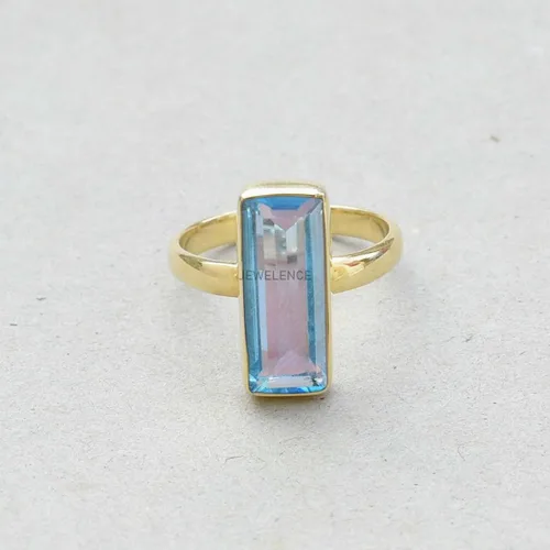 Miniatura 64 de Anillo de plata de ley maciza superpuesta de oro amarillo de 18 quilates para mujer, anillo de compromiso de plata esterlina, juego de bisel