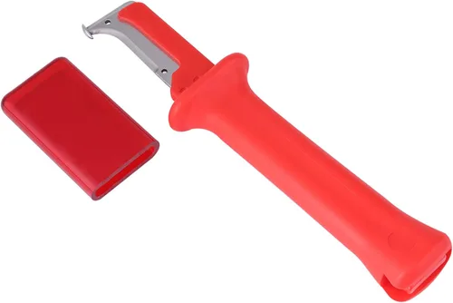 Miniatura 9 de Cuchillo pelacables Cuchillo Rojo Acero Inoxidable Pp 1 Pc Cable de Aislamiento Eléctrico Cortador Cortador de Mango Aislado Herramienta Con Rojo