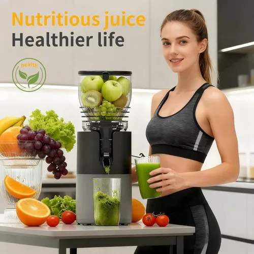 Miniatura 8 de Mokero Exprimidor de prensa en frío, canal de alimentación grande de 6 pulgadas (capacidad de 57 onzas), máquinas exprimidoras de masticación lenta