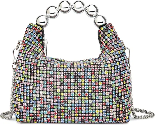Miniatura 17 de Bolso de noche con diamantes brillantes para mujer, bolso de mano con diamantes de imitación para fiesta, baile de graduación, cóctel