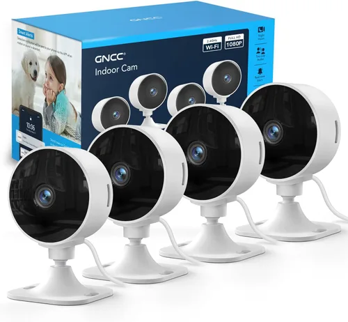 Cámaras GNCC para seguridad del hogar, cámara de seguridad interior, cámara para gatos con aplicación para teléfono, detección de movimiento 1080P,