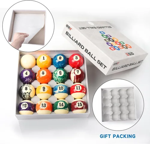Miniatura 4 de GSE Games & Sports Expert - Juego de bolas de billar de 2 1/4 pulgadas de tamaño profesional reglamentario, juego estándar de 16 bolas para mesa