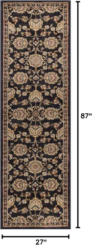 Miniatura 2 de Alfombra de pasillo 2x8, alfombra de cocina, pasarela de entrada, tradicional, oriental, negro, 2 pies 3 pulgadas x 7 pies 3 pulgadas Negro