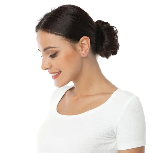 Miniatura 8 de Bella Hair - Rodete de extensión de cabello 100 % humano para banda elástica, extensión de cola de caballo ondeada, rizada o desordenada #60 Rubio