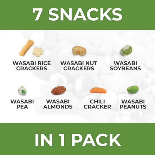 Miniatura 4 de Oregon Farm Fresh Snacks Mezcla de guisantes de Wasabi y galletas de arroz, aperitivos asiáticos de origen local y recién hechos con almendras