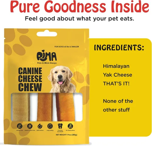 Miniatura 7 de PIMA - Masticables de queso canino, masticables naturales de yak para perros de 65 libras o menos, sin lactosa, de larga duración con proteínas