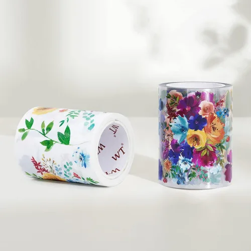Miniatura 7 de WT Pretty Florals - Cinta ancha de PET, rollo individual, diseños originales, cinta decorativa floral, cinta transparente para manualidades para WT